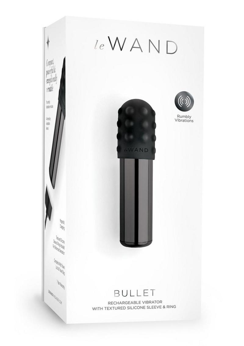 Le Wand Bullet Rechargeable Vibrator with Textured Silicone Sleeve and Ring