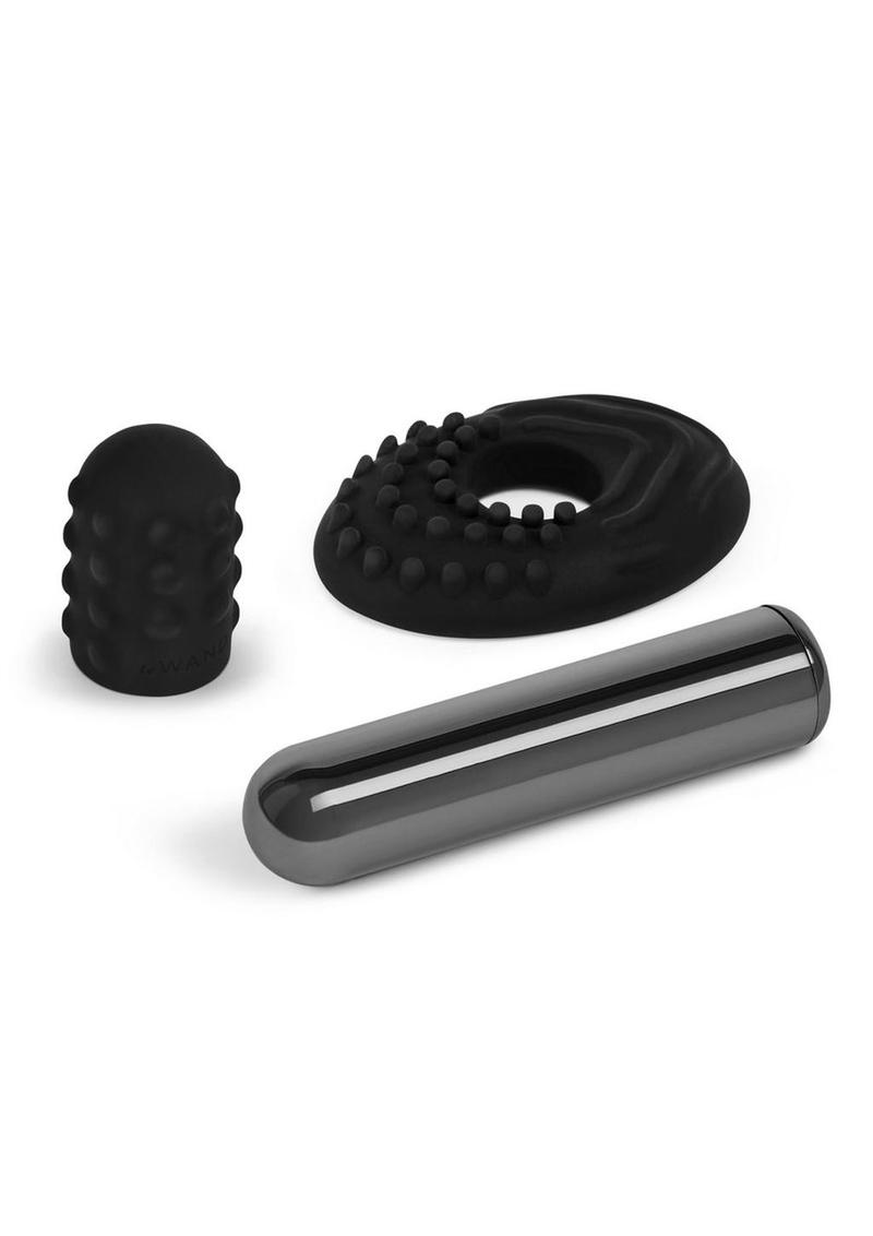 Le Wand Bullet Rechargeable Vibrator with Textured Silicone Sleeve and Ring