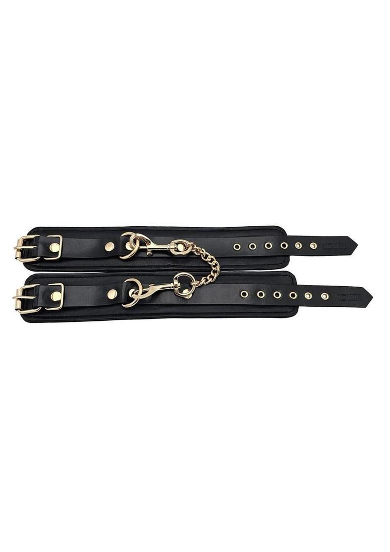 Leather Ankle Cuff with Gold Accessories
