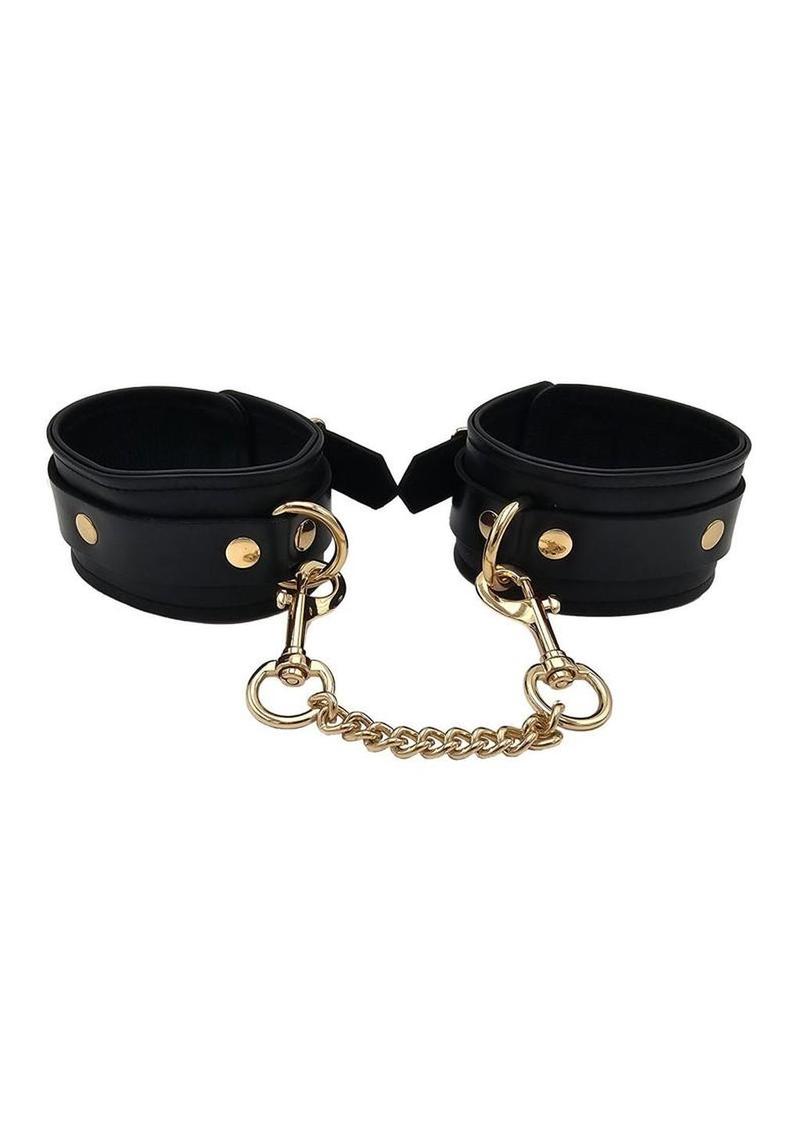 Leather Ankle Cuff with Gold Accessories