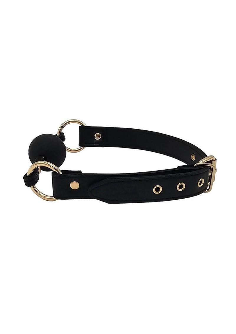 Leather Ball Gag with Gold Accessories