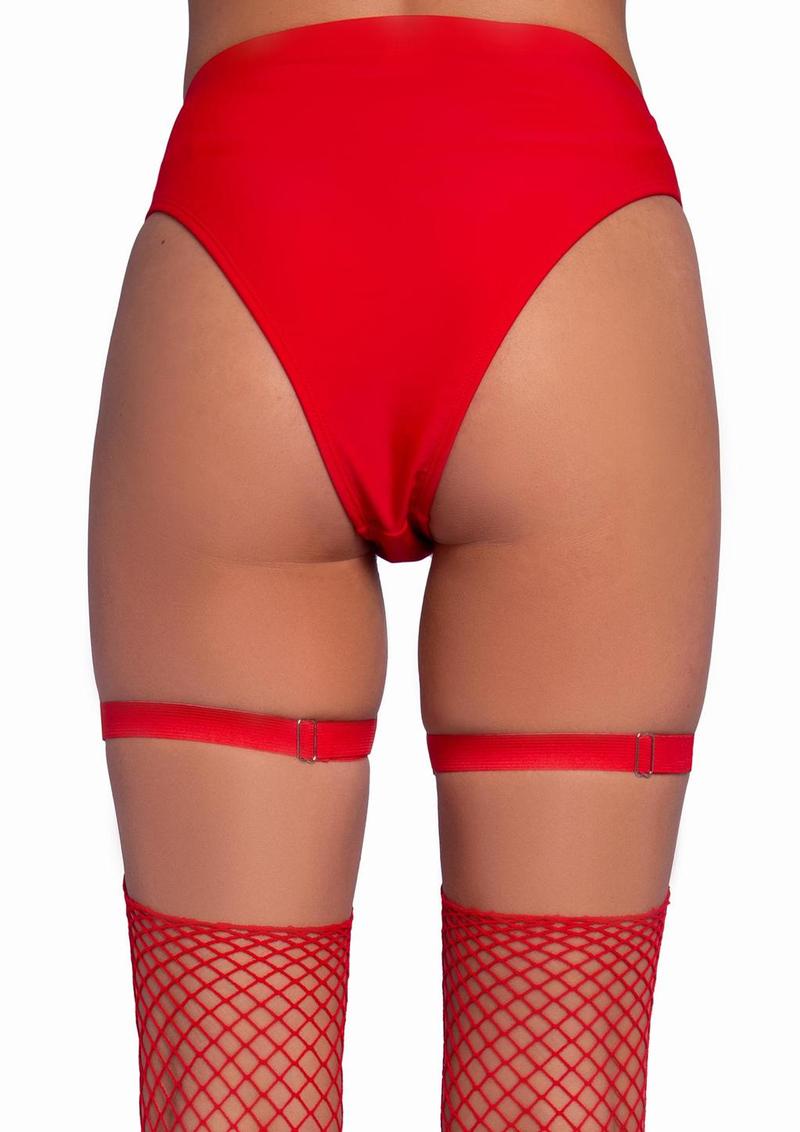 Leg Avenue Dual Strap Iridescent Studded Thigh High Garter Suspender with Mini Hearts