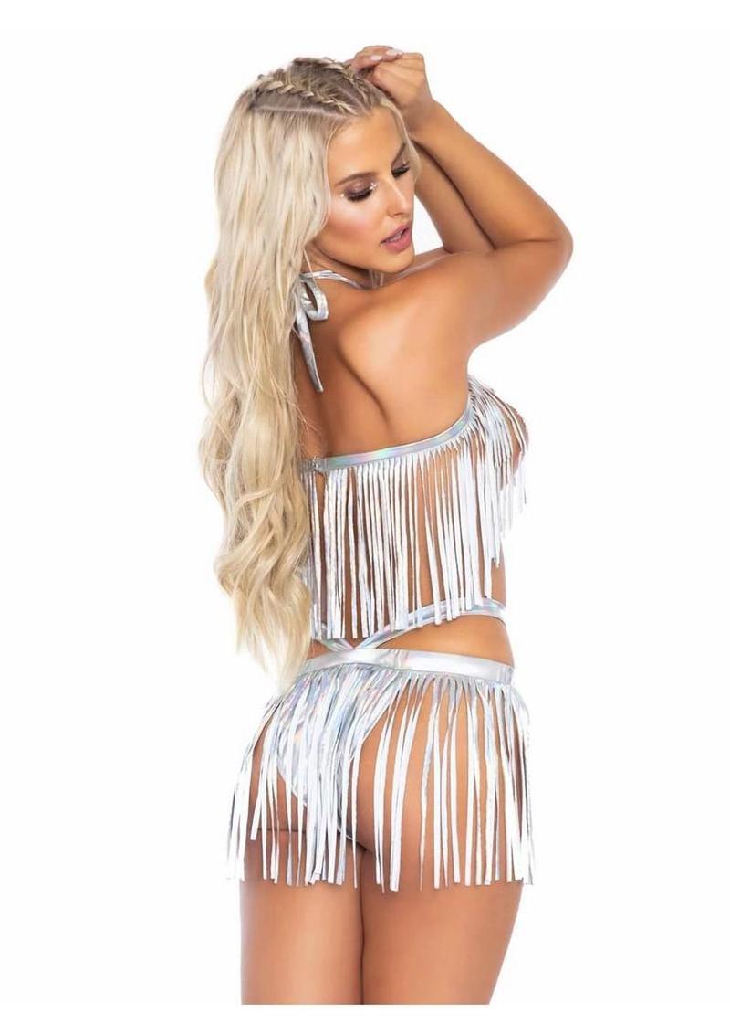 Leg Avenue Fringe Halter Top and Matching Bikini Bottoms
