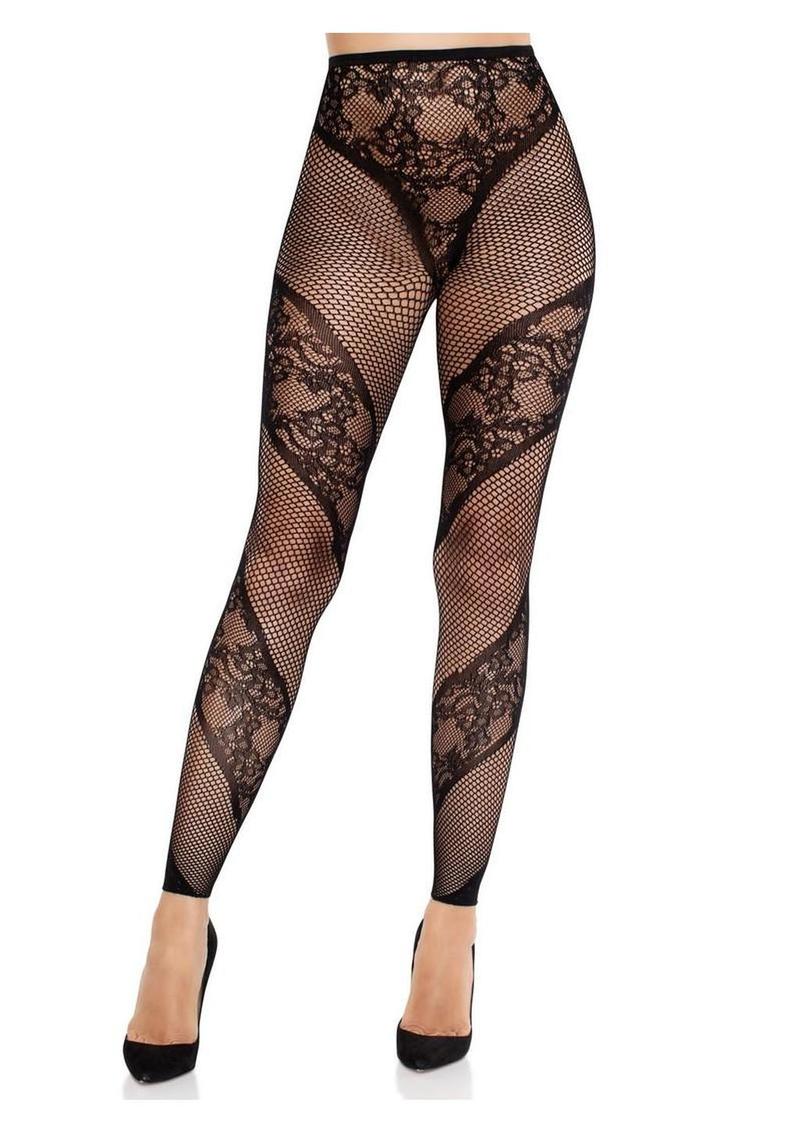 Leg Avenue Lace and Net Illusion Footless Tights