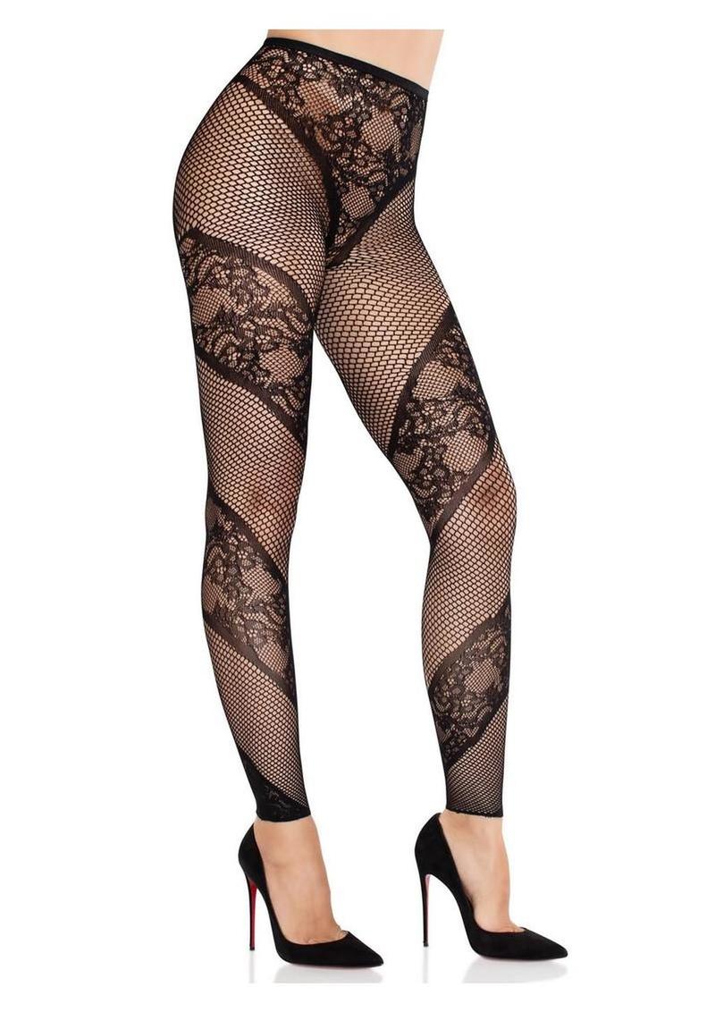 Leg Avenue Lace and Net Illusion Footless Tights