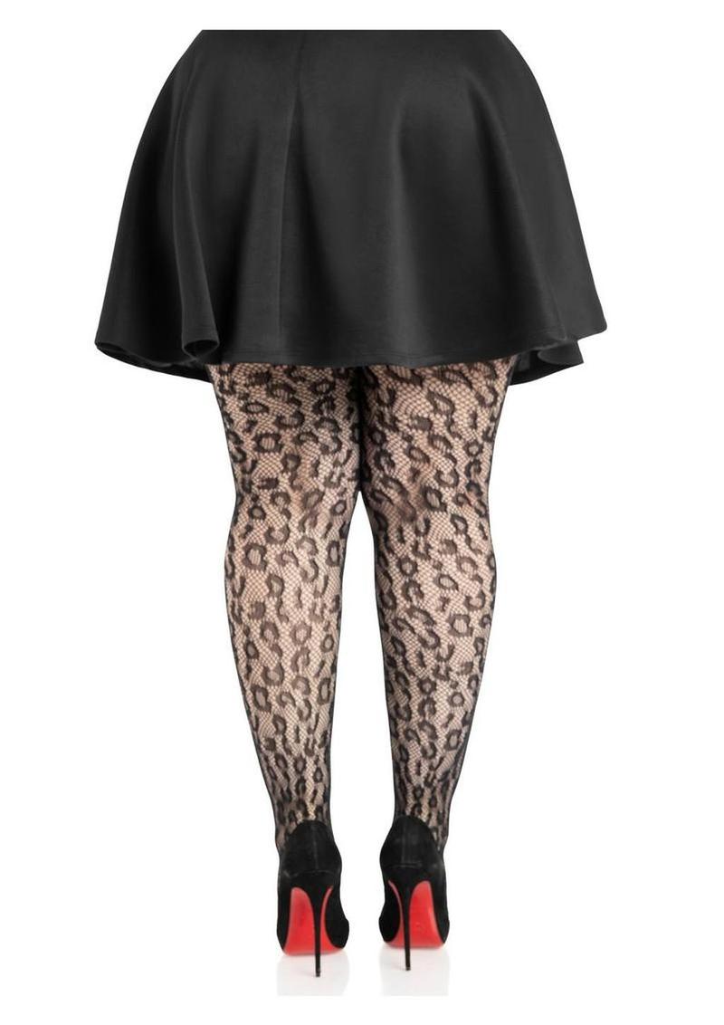 Leg Avenue Leopard Net Tights - 1x/2x
