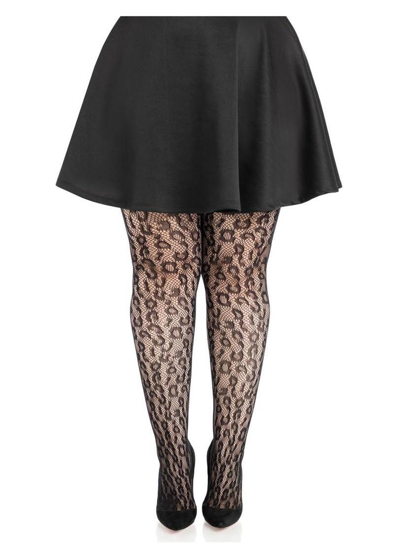 Leg Avenue Leopard Net Tights - 1x/2x