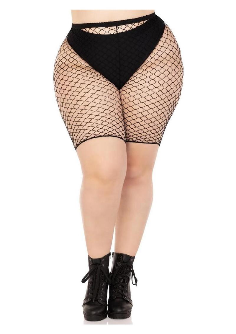 Leg Avenue Plus Size Industrial Net Biker Shorts - 1x-2x