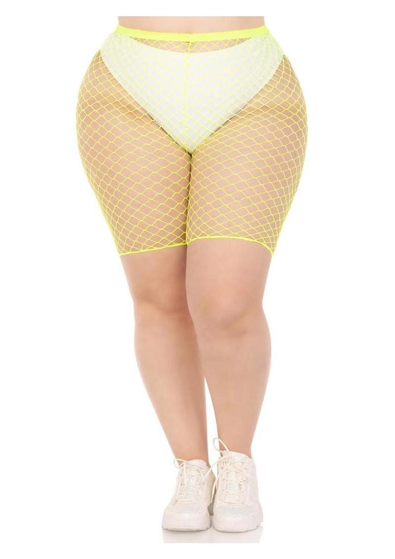 Leg Avenue Plus Size Industrial Net Biker Shorts - 1x-2x