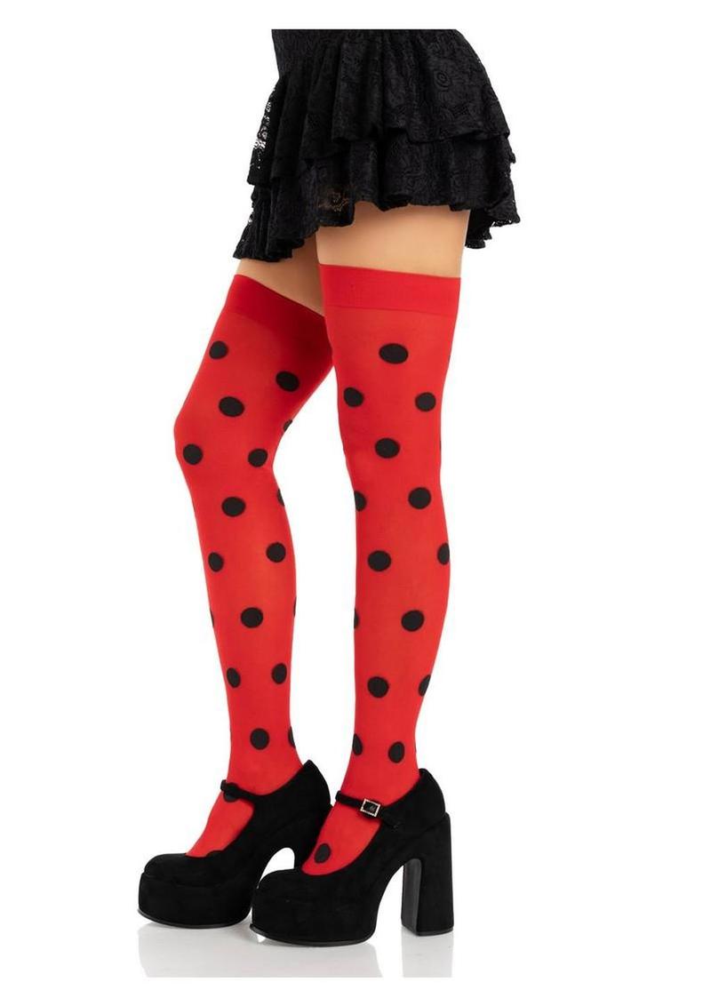 Leg Avenue Polka Dot Opaque Thigh Highs