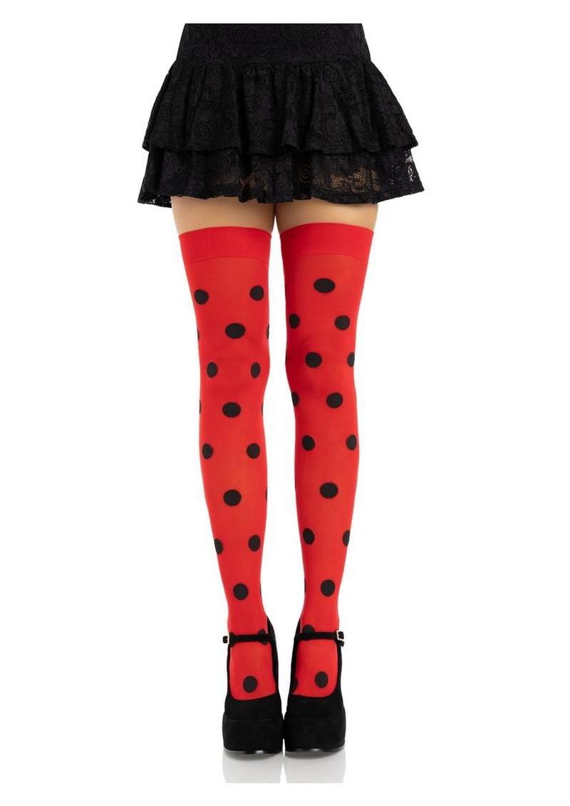 Leg Avenue Polka Dot Opaque Thigh Highs