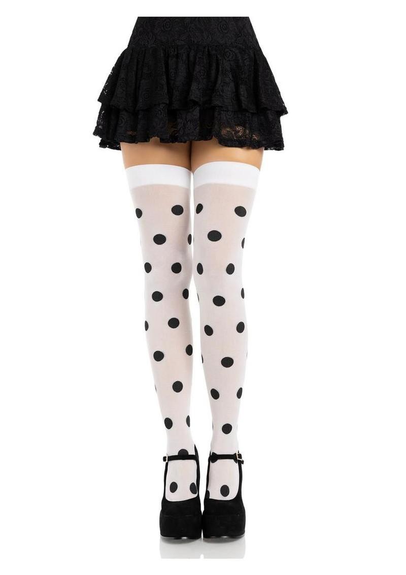 Leg Avenue Polka Dot Opaque Thigh Highs