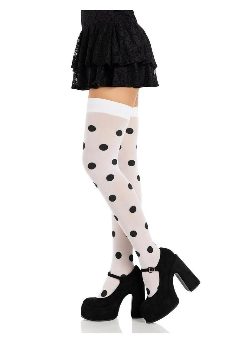 Leg Avenue Polka Dot Opaque Thigh Highs