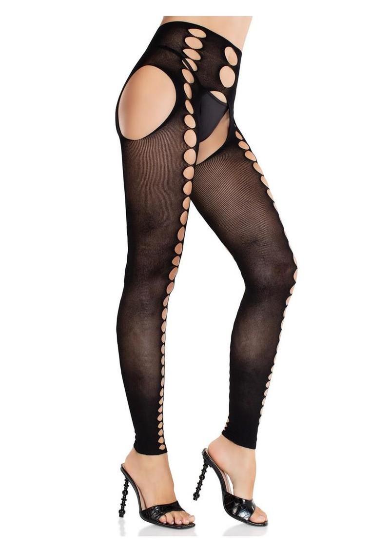 Leg Avenue Seamless Opaque Cut-Out Footless Suspender Hose