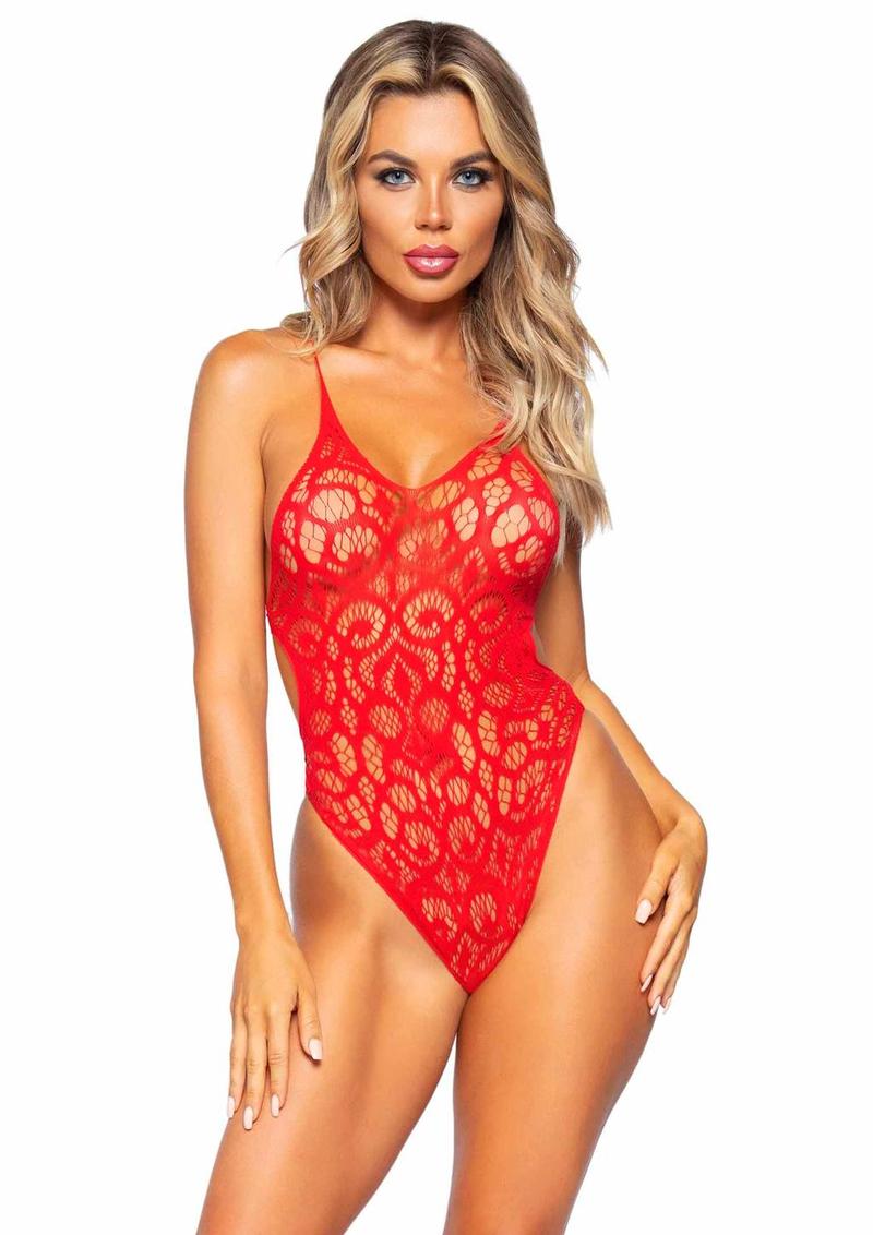 Leg Avenue Seamless Scroll Lace with Nearly Naked Strappy Back