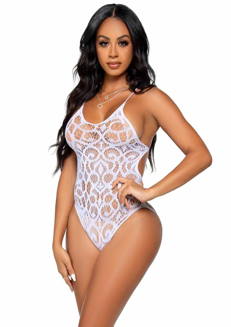 Leg Avenue Seamless Scroll Lace with Nearly Naked Strappy Back