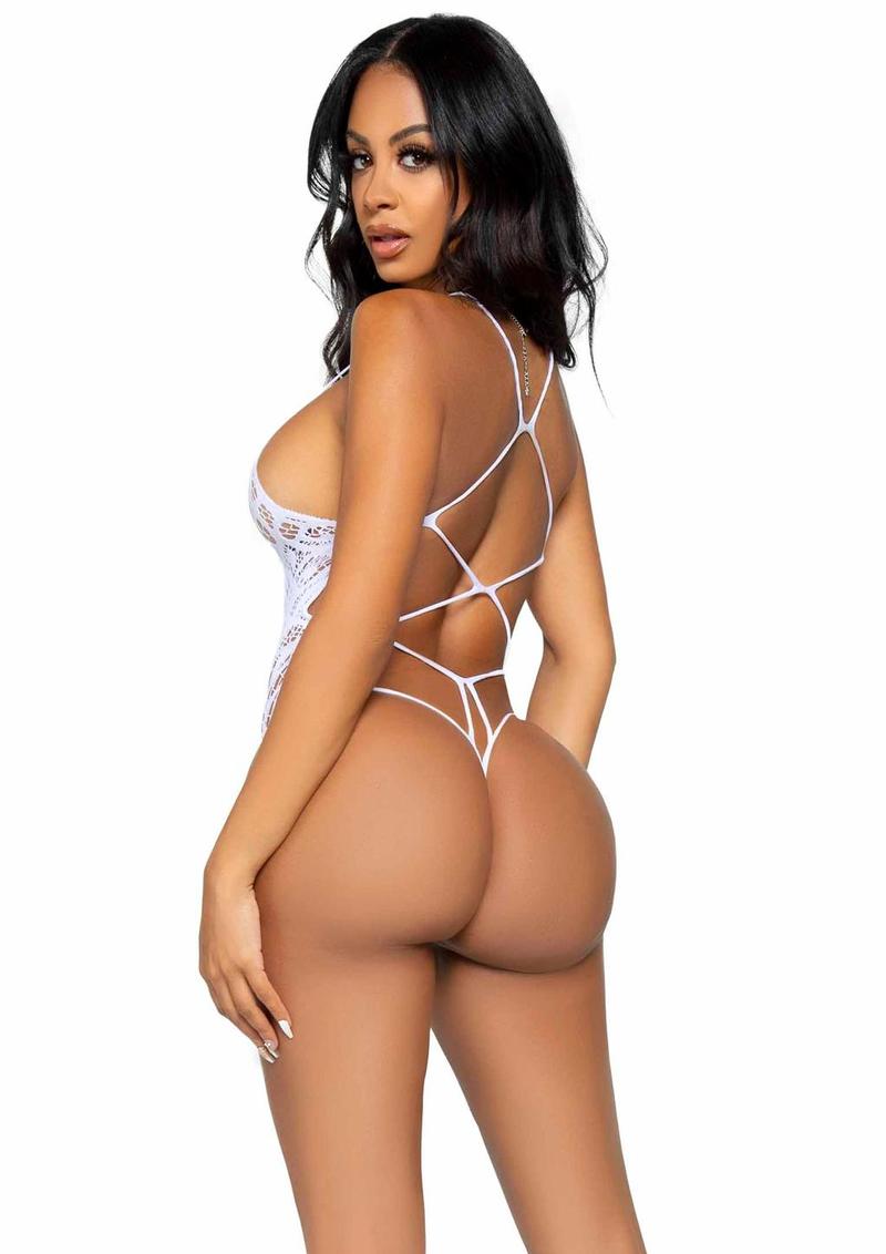 Leg Avenue Seamless Scroll Lace with Nearly Naked Strappy Back