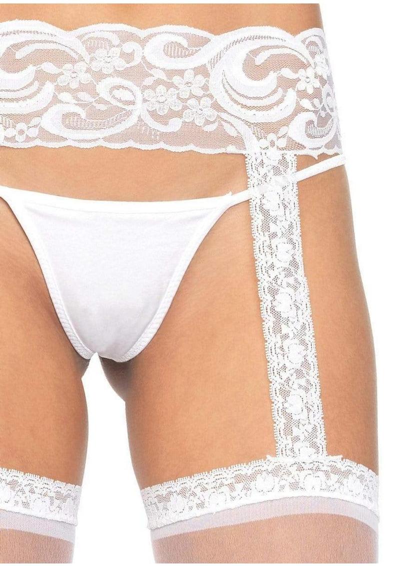 Leg Avenue Sheer Thi-Hi with Lace Garter Belt