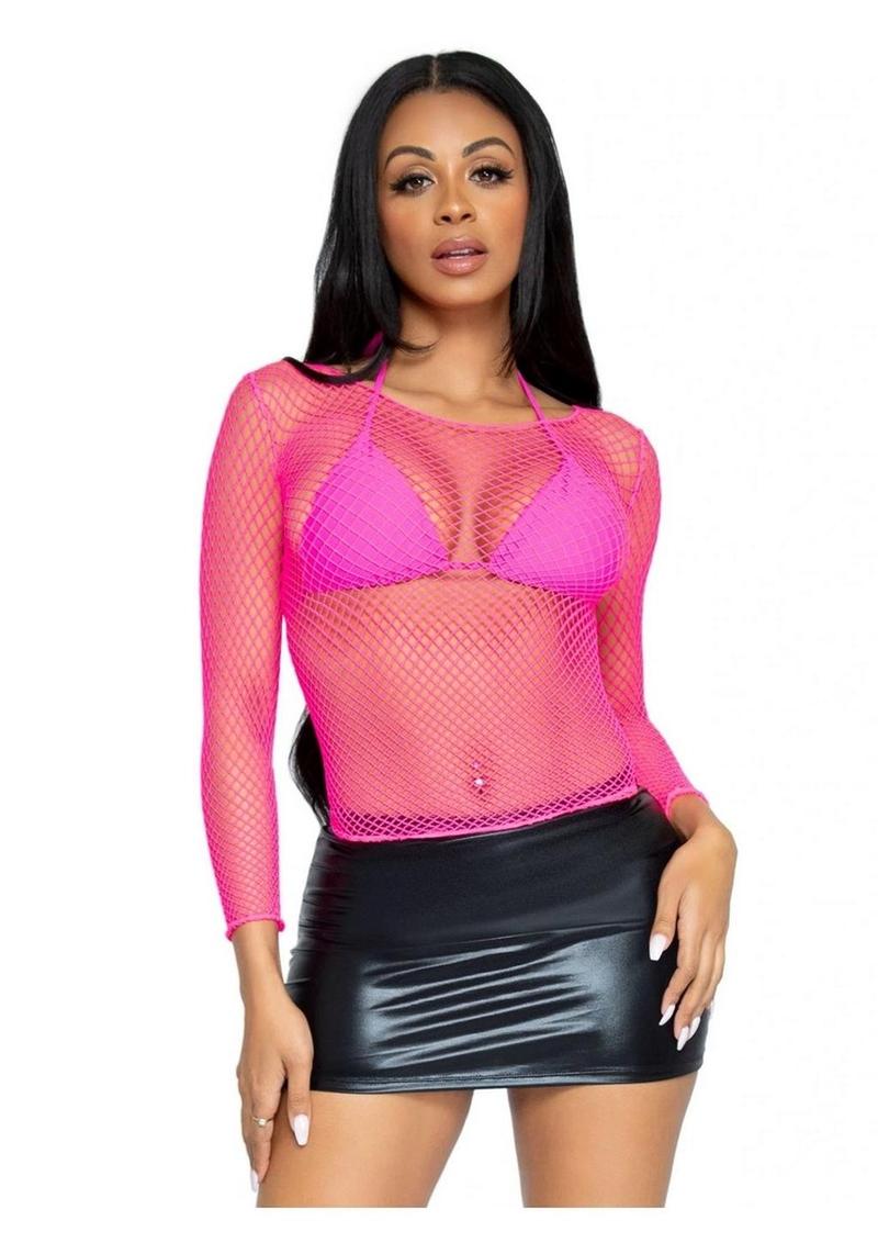 Leg Avenue Spandex Long Sleeved Industrial Net Shirt