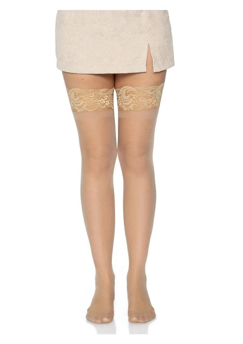 Leg Avenue Stay Up 3in Lace Top Lycra Sheer Thigh High