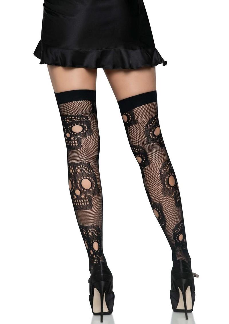 Leg Avenue Sugar Skull Net Thigh Highs