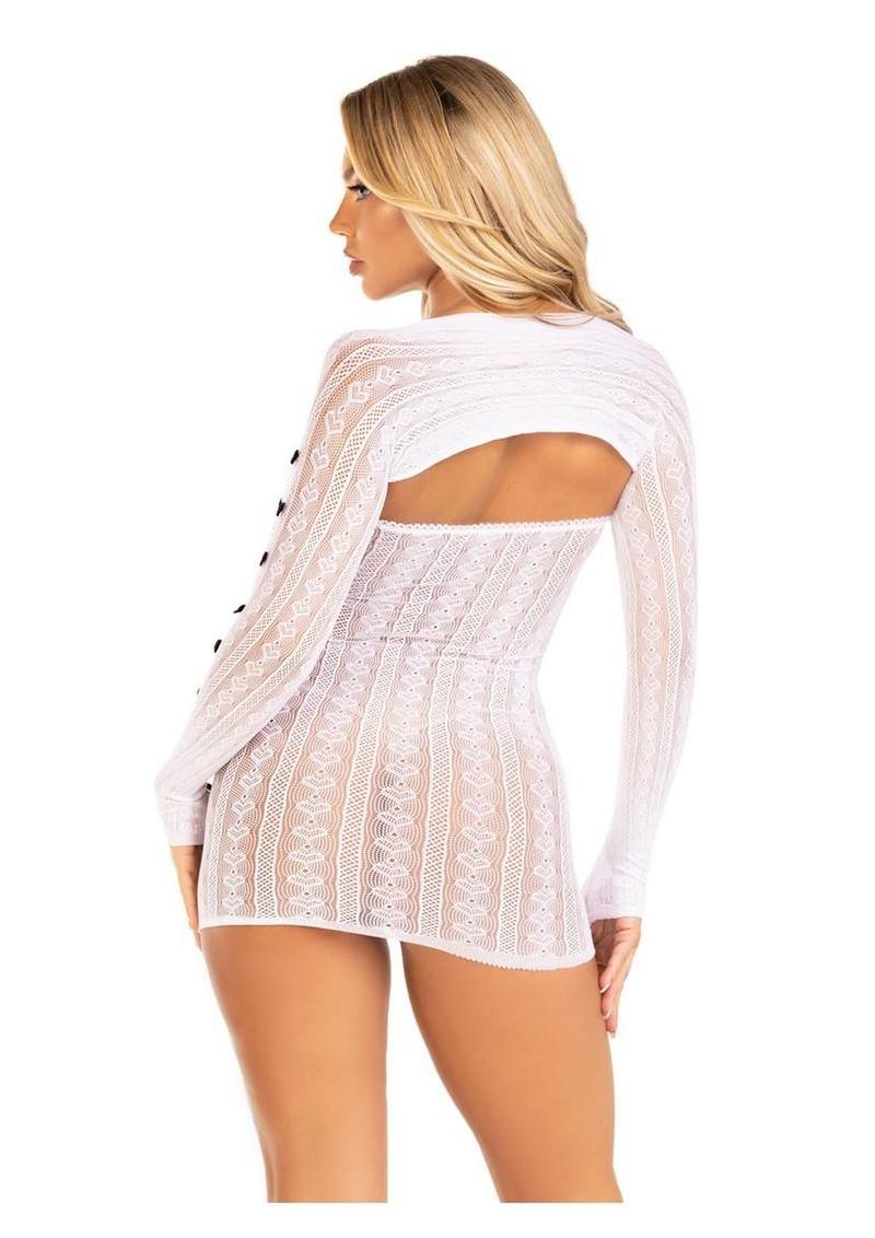 Leg Avenue Sweetheart Striped Tube Dress and Matching Shrug with Keyhole and Mini Bow Detail - Os