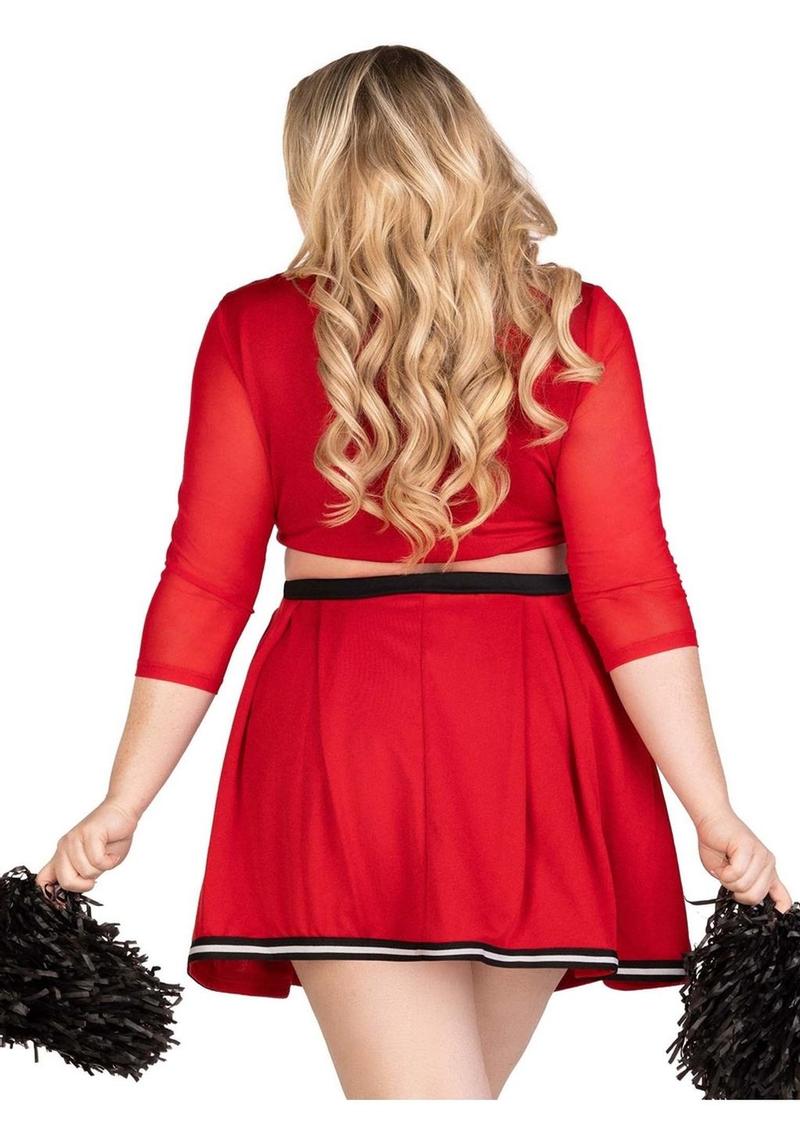 "Leg Avenue Varsity Babe Set Crop Top with Cheer Logo, Pleated Skirt, and Pom Poms"