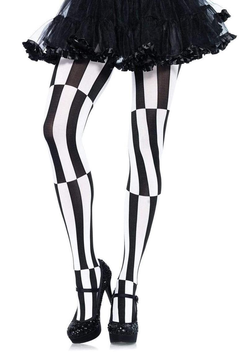 Leg Avenue Woven Opaque Striped Optical Illusion Pantyhose