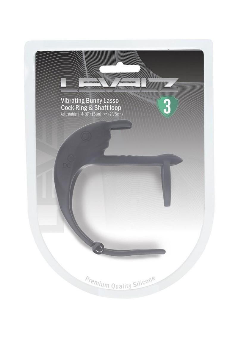 Levelz Adjustable Bunny Vibrating Rechargeable Silicone Lasso Cock Ring and Shaft Loop