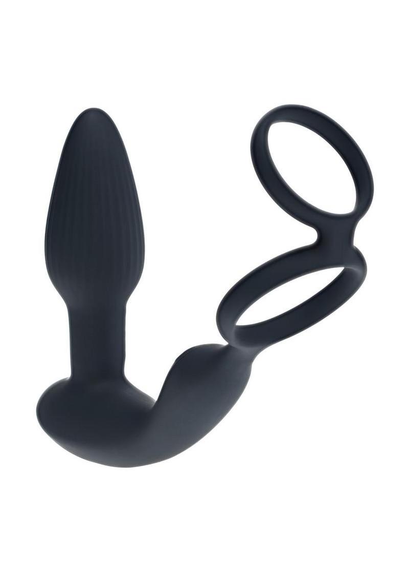 Levelz Dual Vibrating Rechargeable Silicone Prostate Stimulator with Rotating Beads Cock and Balls Rings with Remote Control