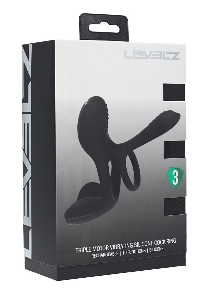 Levelz Triple Motor Vibrating Silicone Rechargeable Cock Ring
