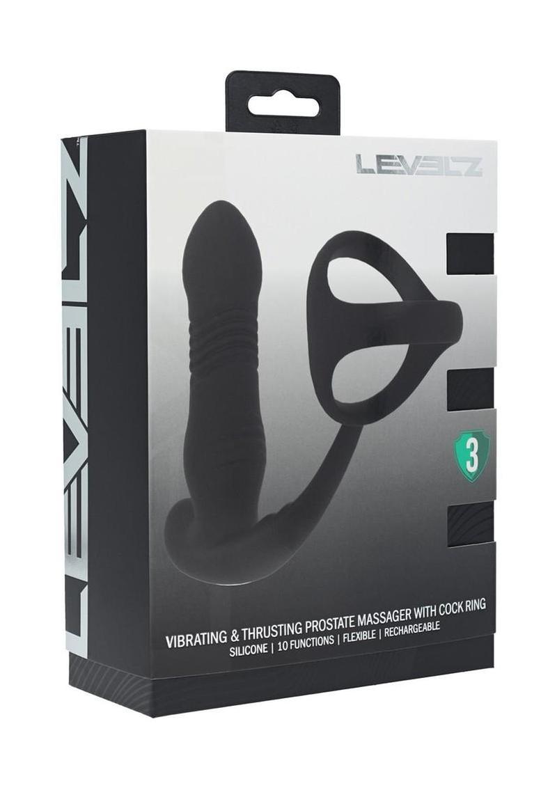 Levelz Vibrating and Thrusting Silicone Rechargeable Prostate Massager with Tri O Cock Ring