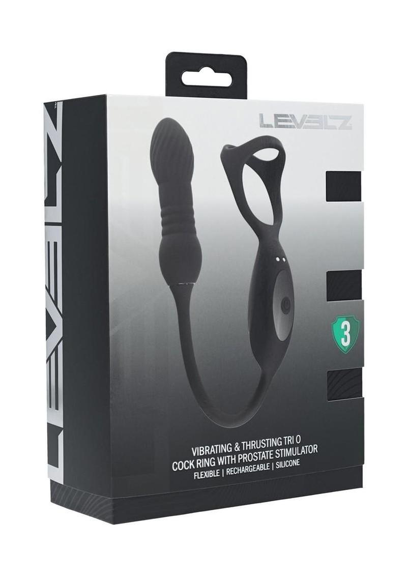 Levelz Vibrating and Thrusting Silicone Rechargeable Tri O Cock Ring with Prostate Stimulator