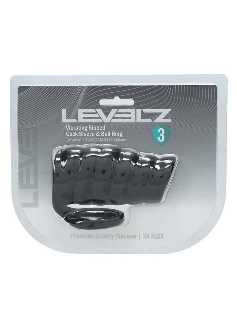 Levelz Vibrating Ribbed Silicone Cock Sleeve and Ball Ring