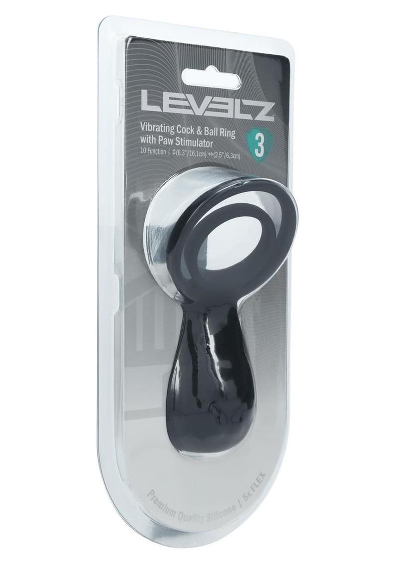 Levelz Vibrating Silicone Rechargeable Cock and Ball Ring with Paw Stimulator
