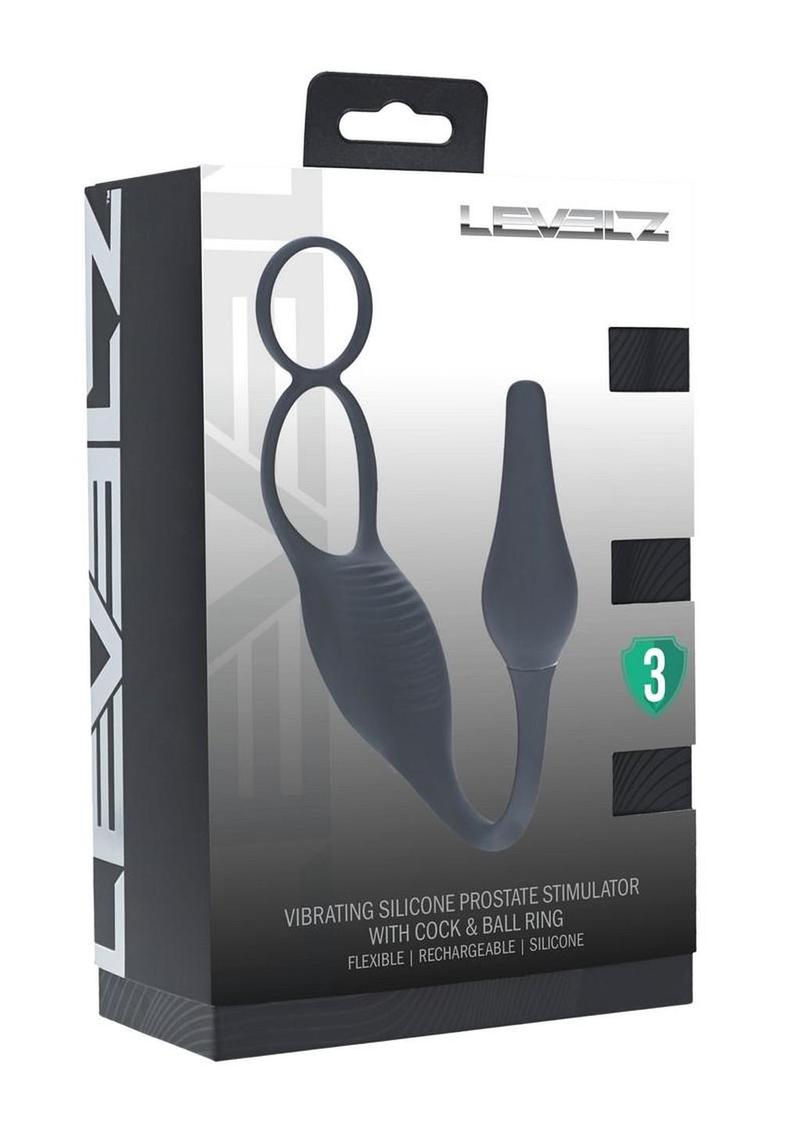 Levelz Vibrating Silicone Rechargeable Prostate Stimulator with Cock and Ball Ring