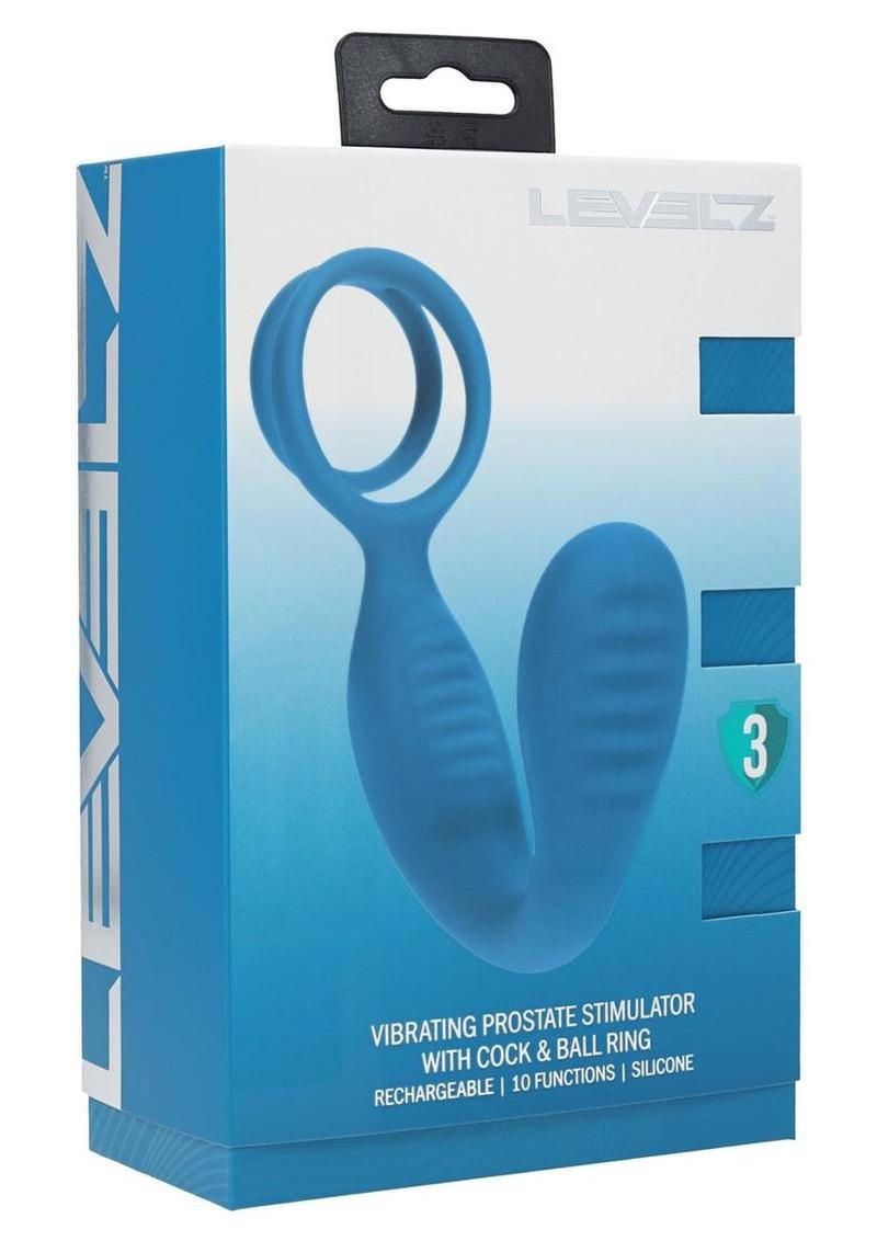 Levelz Vibrating Silicone Rechargeable Prostate Stimulator with Cock and Ball Ring