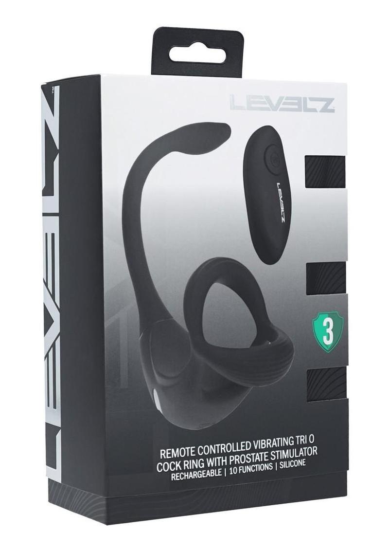 Levelz Vibrating Silicone Rechargeable Tri O Cock Ring with Prostate Stimulator and Remote Control