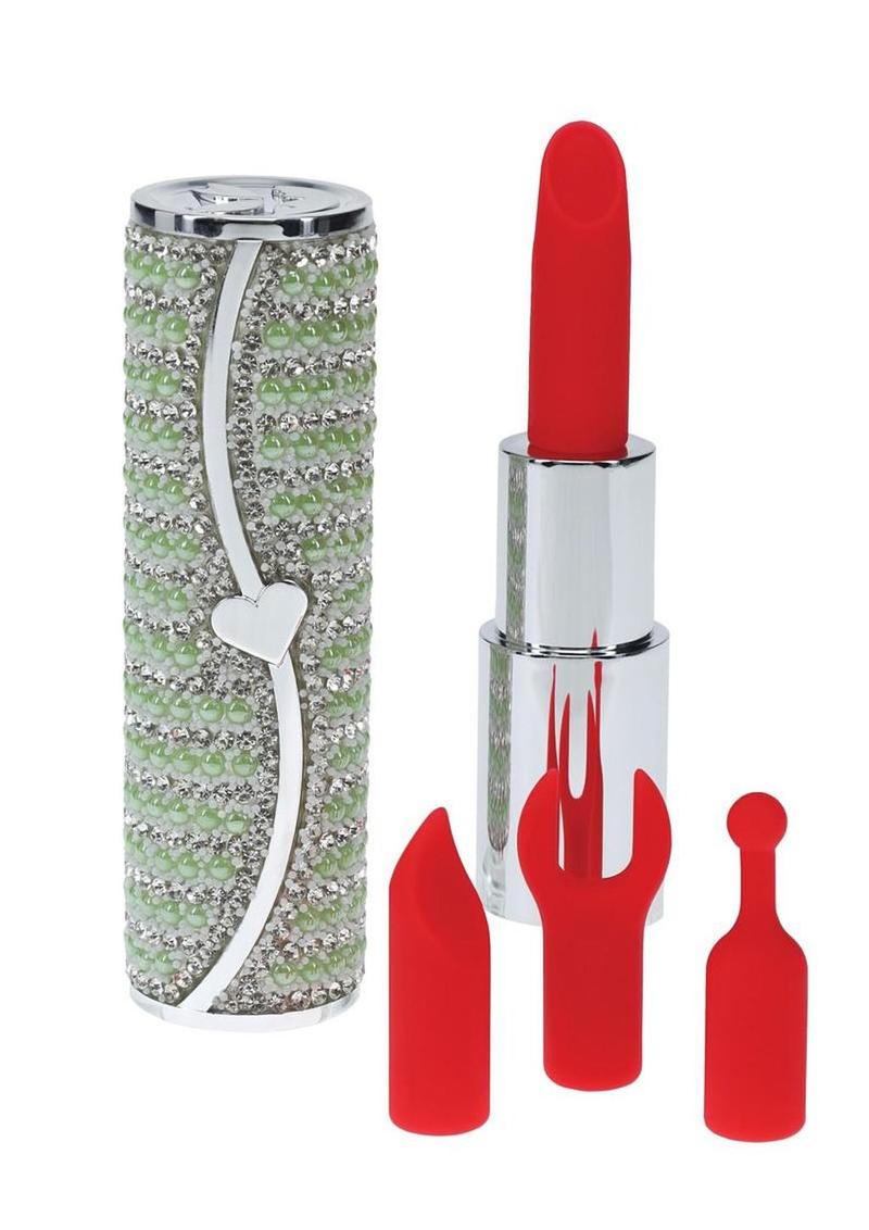Loveline Candy Lipstick Rechargeable Silicone Vibrator with Interchangeable Heads