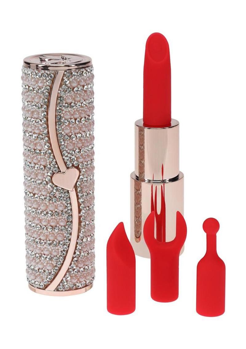 Loveline Candy Lipstick Rechargeable Silicone Vibrator with Interchangeable Heads