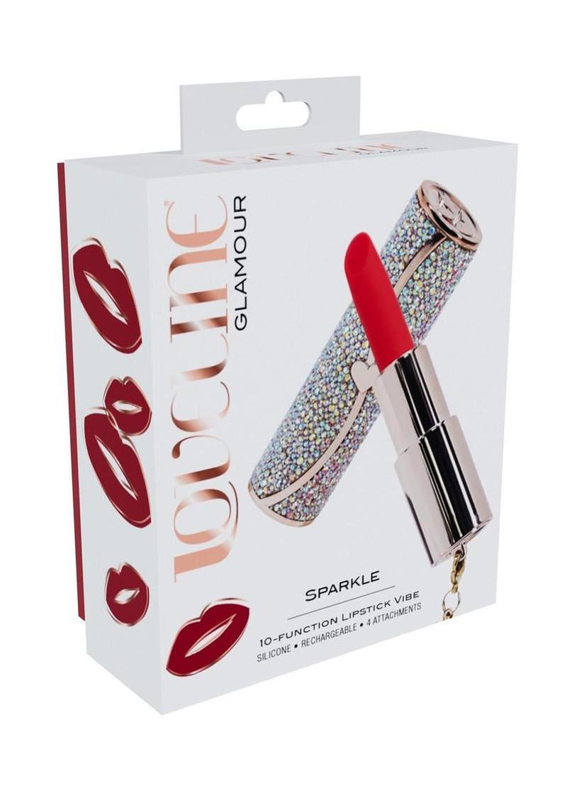 Loveline Sparkle Lipstick Rechargeable Silicone Vibrator with Interchangeable Heads