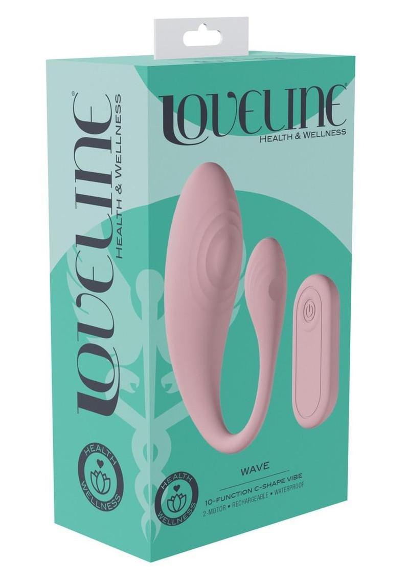 Loveline Wave C-Shape Vibe 10 Function Silicone Rechargeable Vibrator with Remote