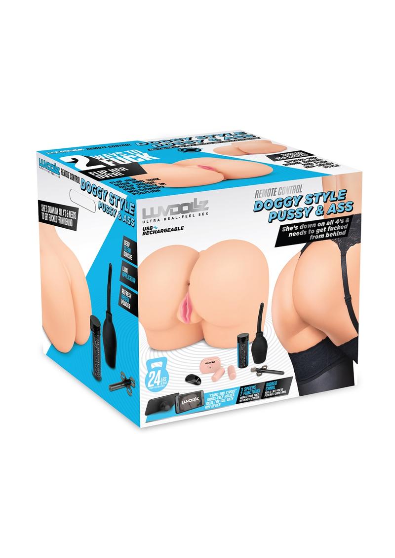 Luvdollz Remote Control Doggy Style Vibrating Rechargeable Masturbator - Pussy and Ass