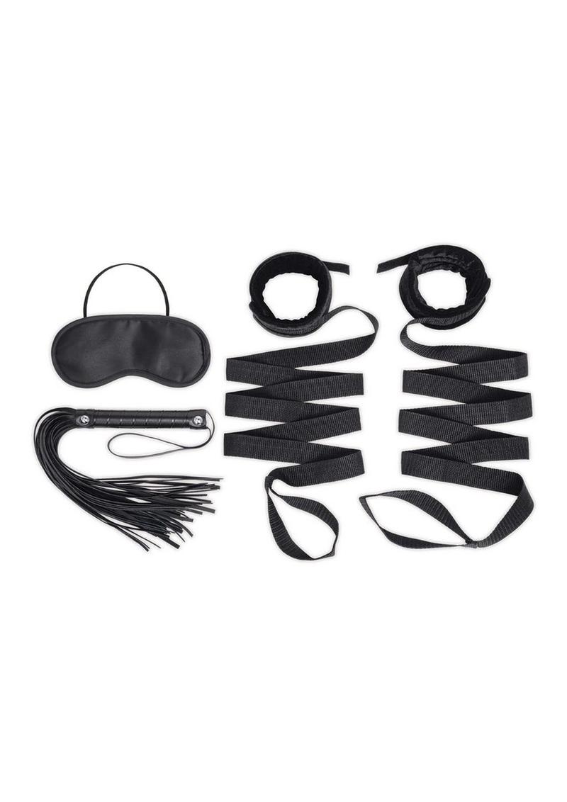 Lux Fetish Bondage Bed Strap and Flogger Kit