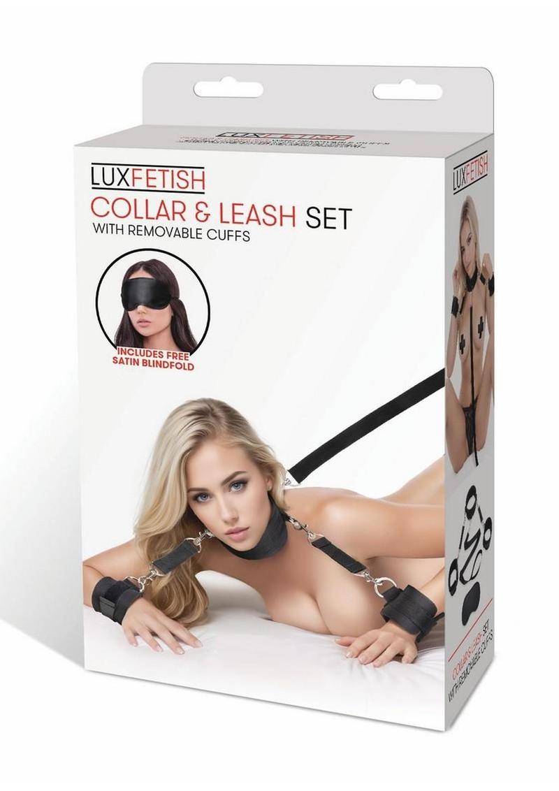 Lux Fetish Collar and Leash Set with Removable Cuffs