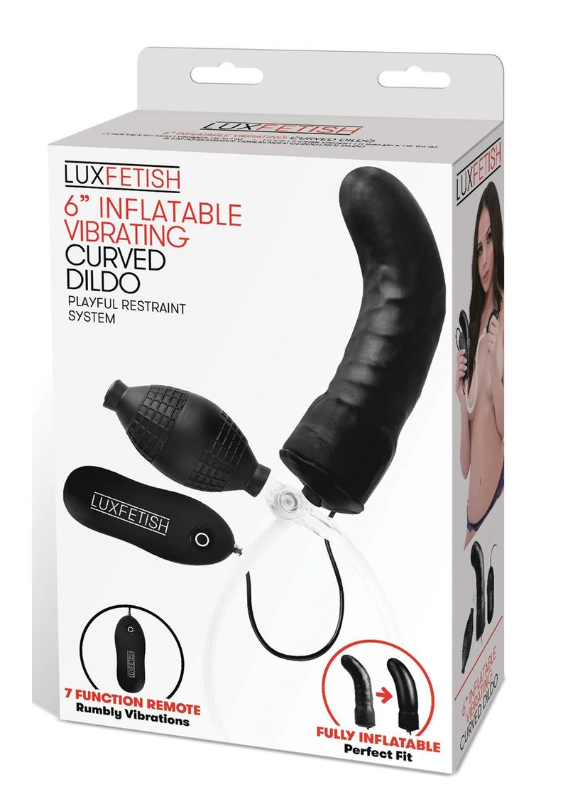 Lux Fetish Latex Inflatable Vibrating Curvd Dildo with Wired Remote Control