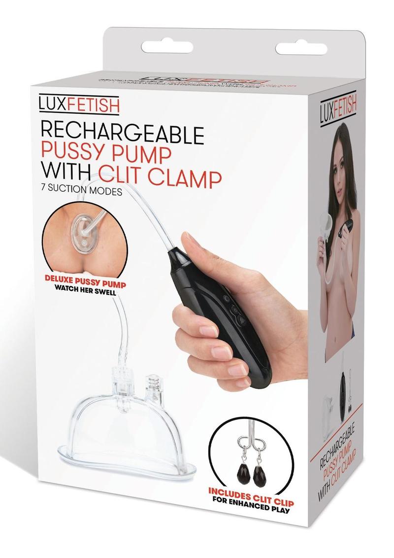 Lux Fetish Rechargeable Pussy Pump with Clit Clamp