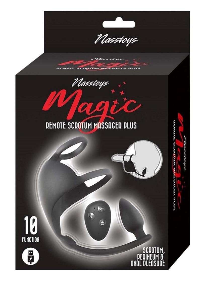 Magic Remote Controlled Scrotum Massager Rechargeable Silicone Plug