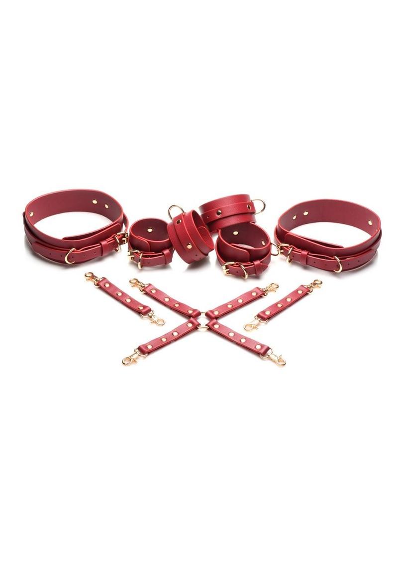 Master Series Crimson Captive Thigh, Wrist, Ankle Hog Tie Restraints