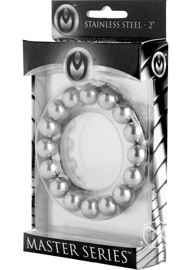 Master Series Meridian Stainless Steel Beaded Cock Ring